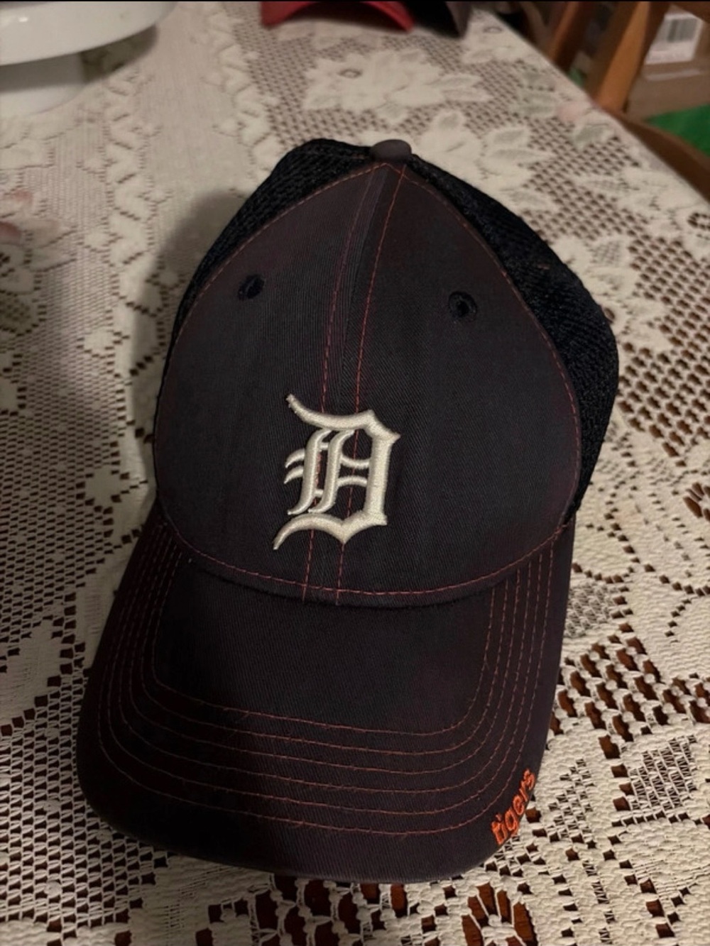 New Era Black and Orange Detroit 'D' Mesh-Back Cap
